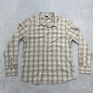 Oakley Shirt Mens Large Brown Plaid Long Sleeve Button Up Pockets Skater Y2K